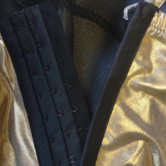 5. Fine Lines 4-Way Convertible Bustier Bra Corset Metallic Gold Black 38E - Picture 4 of 8